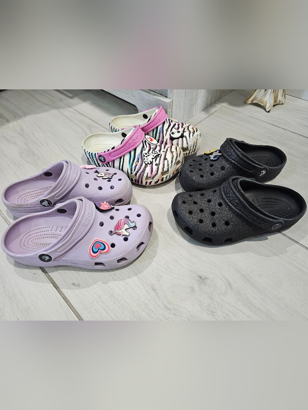 Crocs Girls Classic Clogs Shoes Lot 3 Pairs Size 1J